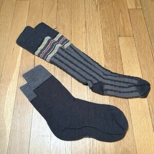 Smartwool Merino Wool Socks 2 Pairs Brown Pattern Lightweight Cushion Winter